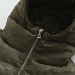 Replica Gucci GG Canvas Hooded Down Vest Olive Green Reps - RepLuxe