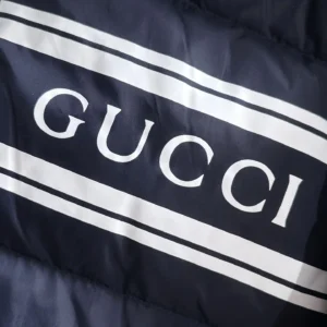 Replica Gucci Short Down Jacket Navy Blue Hooded Reps - RepLuxe