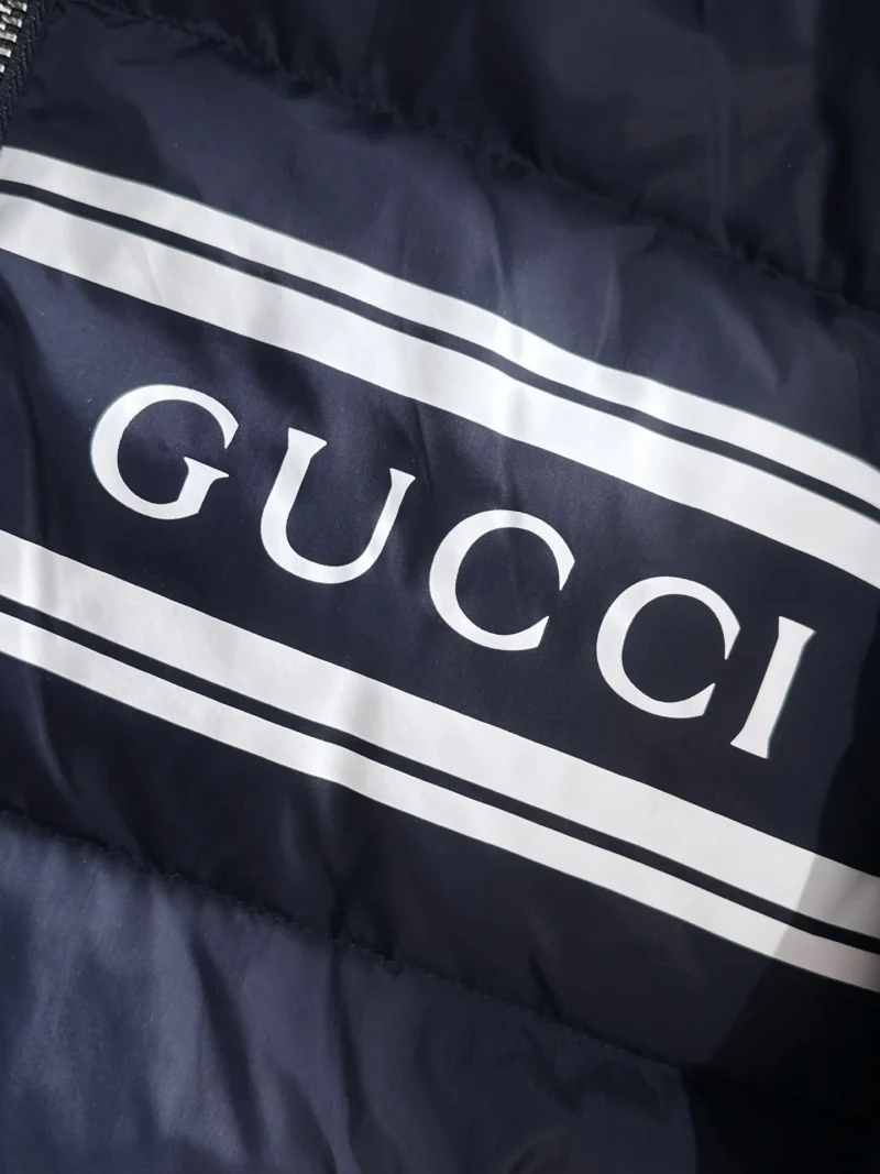 Replica Gucci Short Down Jacket Navy Blue Hooded Reps - RepLuxe