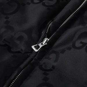 Replica Gucci Monogram Down Jacket Black Hooded Reps - RepLuxe