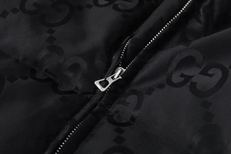 Replica Gucci Monogram Down Jacket Black Hooded Reps - RepLuxe