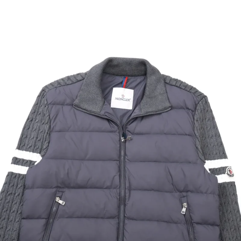 Replica Moncler Knit Down Jacket Grey Stand Collar Reps - RepLuxe