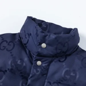 Replica Gucci Logo Jacquard Down Jacket Blue Reps - RepLuxe