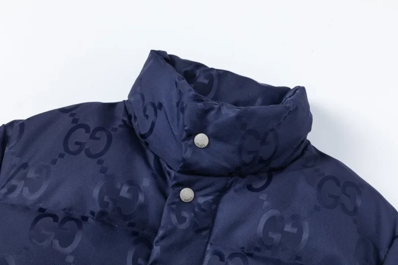 Replica Gucci Logo Jacquard Down Jacket Blue Reps - RepLuxe