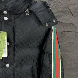 Replica Gucci FW Caban Down Jacket Black Striped Reps - RepLuxe