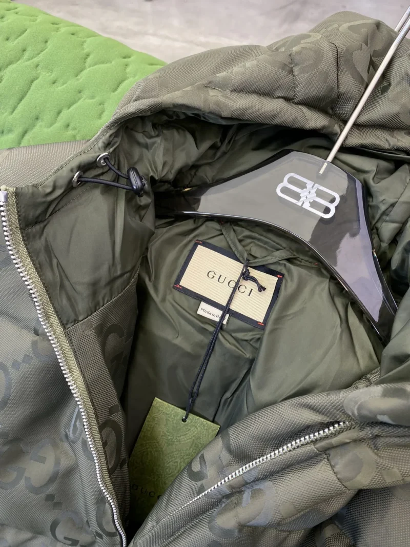 Replica Gucci GG Canvas Down Jacket Olive Green Reps - RepLuxe