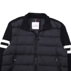 Replica Moncler Knit Down Jacket Black Stand Collar Reps - RepLuxe