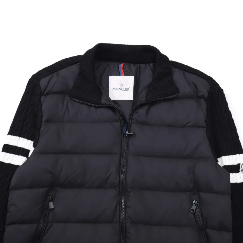 Replica Moncler Knit Down Jacket Black Stand Collar Reps - RepLuxe