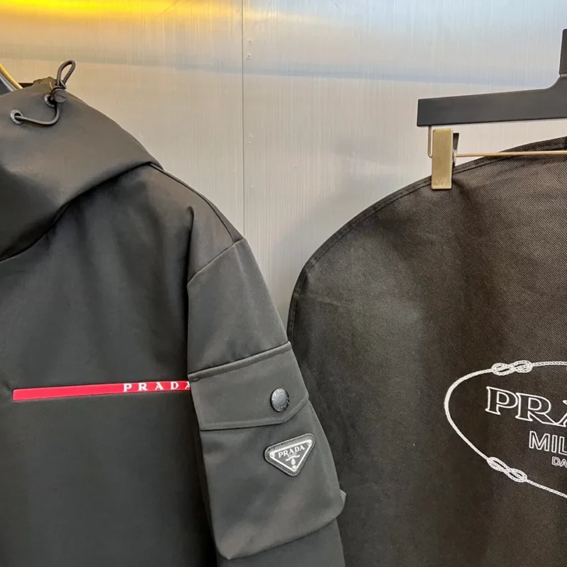 Replica Prada Down Jacket Black Hooded Style Reps - RepLuxe