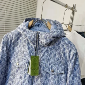 Replica Gucci Jacquard Denim Down Jacket Blue Regular Reps - RepLuxe