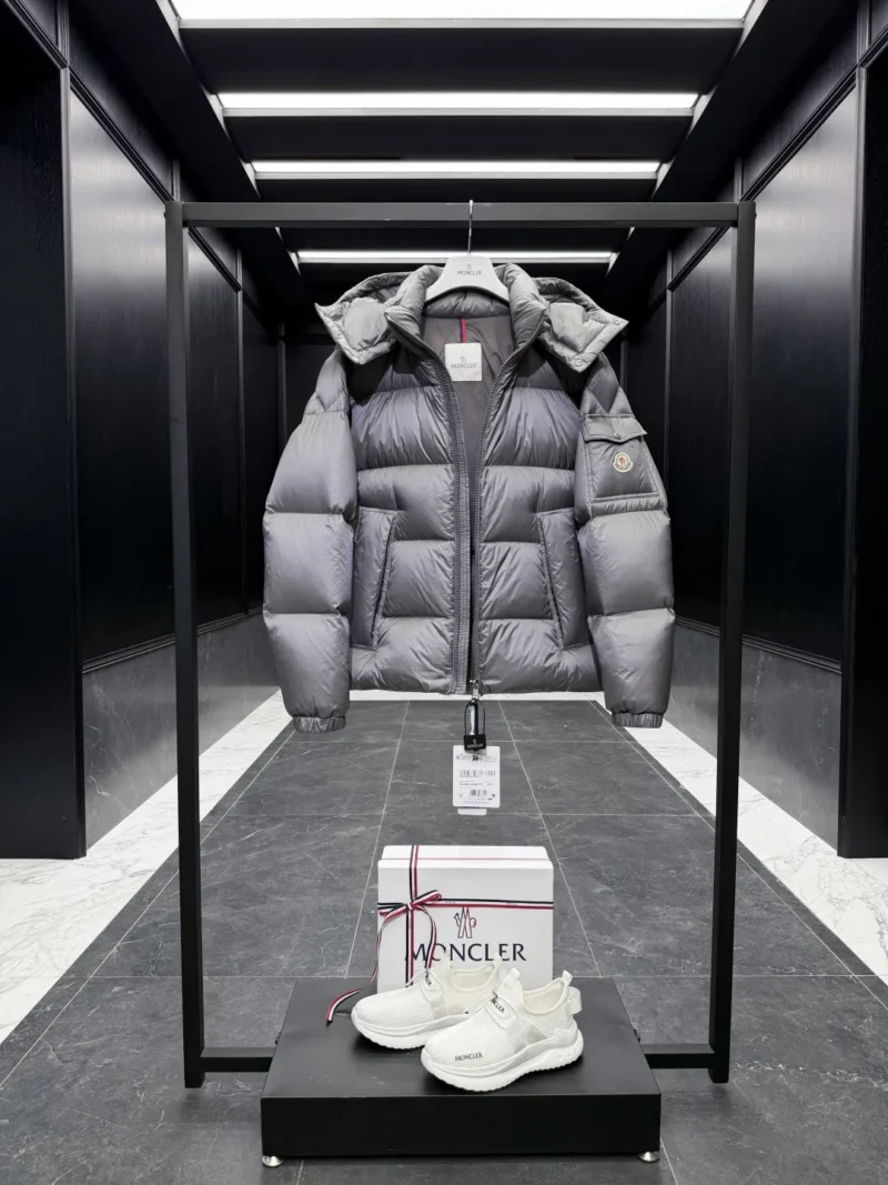 Replica Moncler Couyere Down Jacket Grey Hooded Reps - RepLuxe