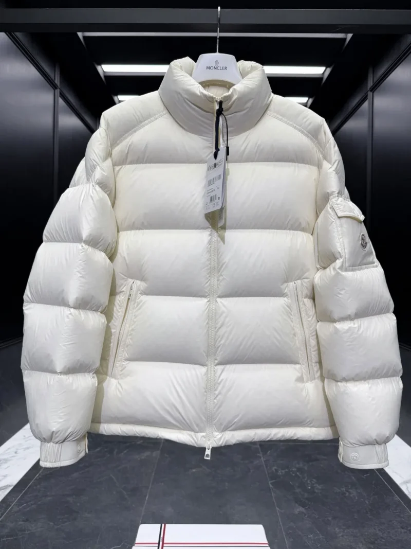 Replica Moncler Levitha Down Jacket White Stand Collar Reps - RepLuxe