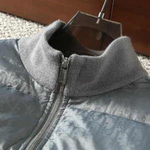 Replica Dior Knit Down Jacket Grey Unisex Style Reps - RepLuxe