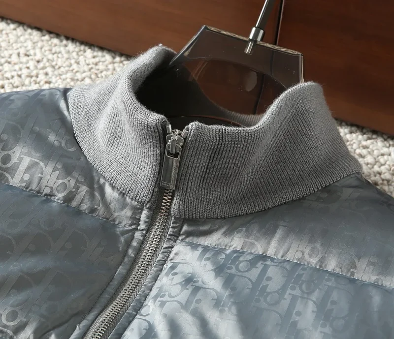 Replica Dior Knit Down Jacket Grey Unisex Style Reps - RepLuxe