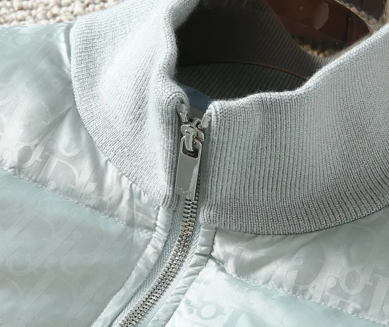Replica Dior Knit Down Jacket Light Grey Unisex Reps - RepLuxe