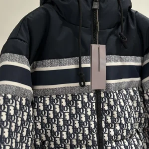 Replica Dior Classic Houndstooth Down Jacket Blue White Reps - RepLuxe