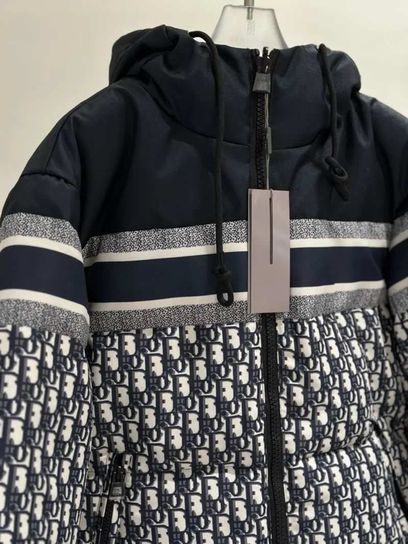 Replica Dior Classic Houndstooth Down Jacket Blue White Reps - RepLuxe