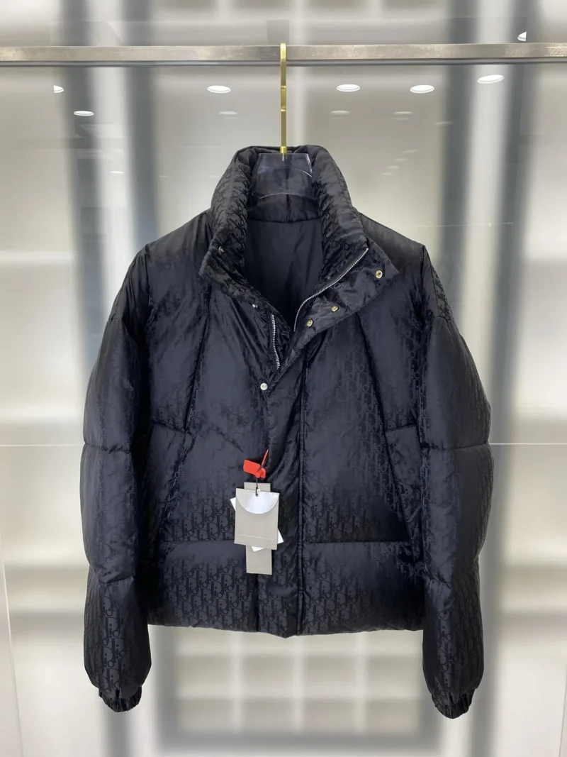 Replica Dior Oblique Down Jacket Black Stand Collar Reps - RepLuxe