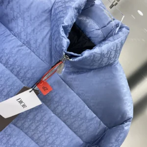 Replica Dior Oblique Down Jacket Blue Stand Collar Reps - RepLuxe