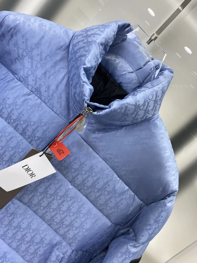 Replica Dior Oblique Down Jacket Blue Stand Collar Reps - RepLuxe