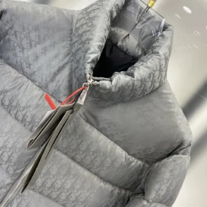 Replica Dior Oblique Down Jacket Grey Stand Collar Reps - RepLuxe