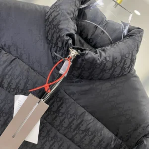 Replica Dior Oblique Down Jacket Black Stand Collar Reps - RepLuxe