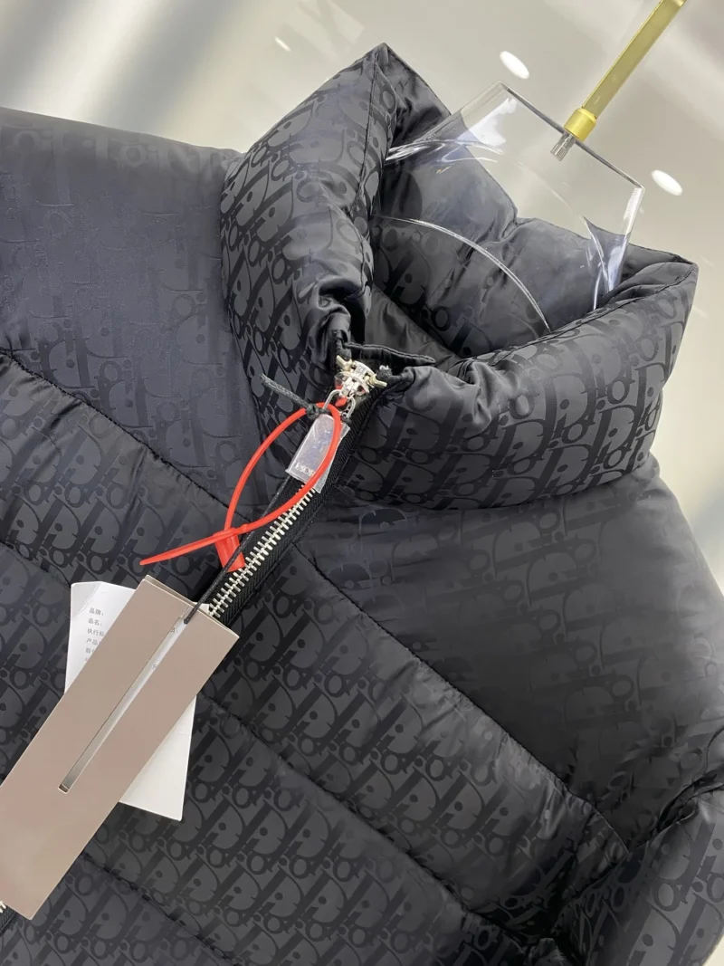Replica Dior Oblique Down Jacket Black Stand Collar Reps - RepLuxe