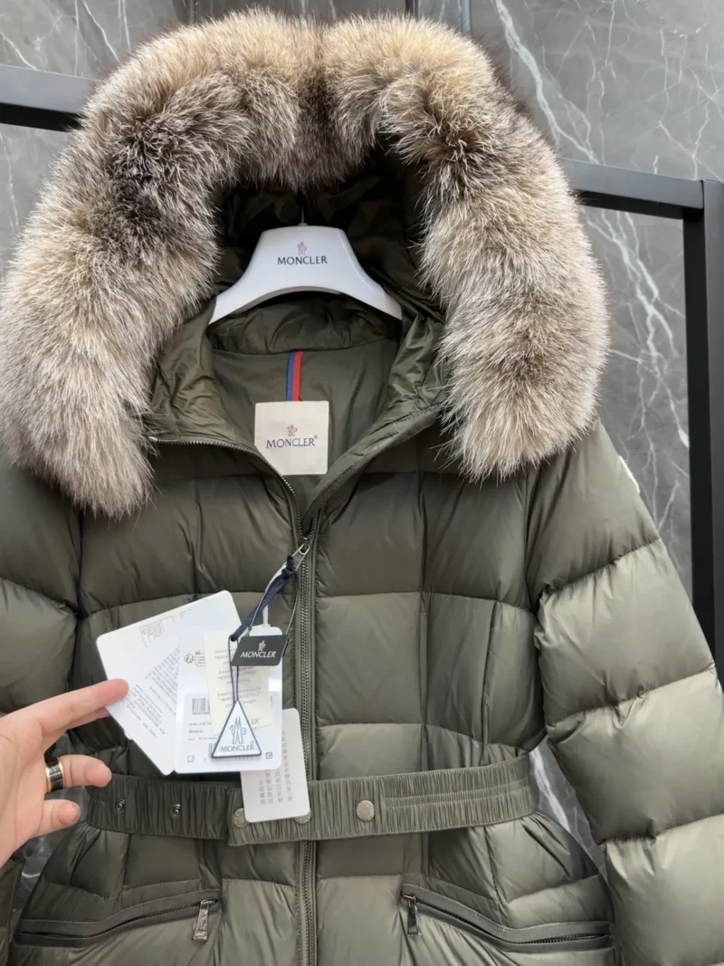 Replica Moncler Boedic Down Jacket Olive Green Long Reps - RepLuxe
