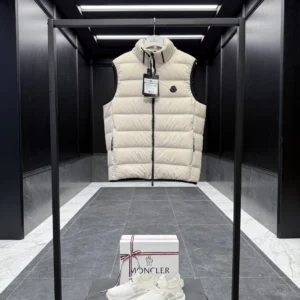 Replica Moncler Valmasque Down Vest Beige Hooded Reps - RepLuxe