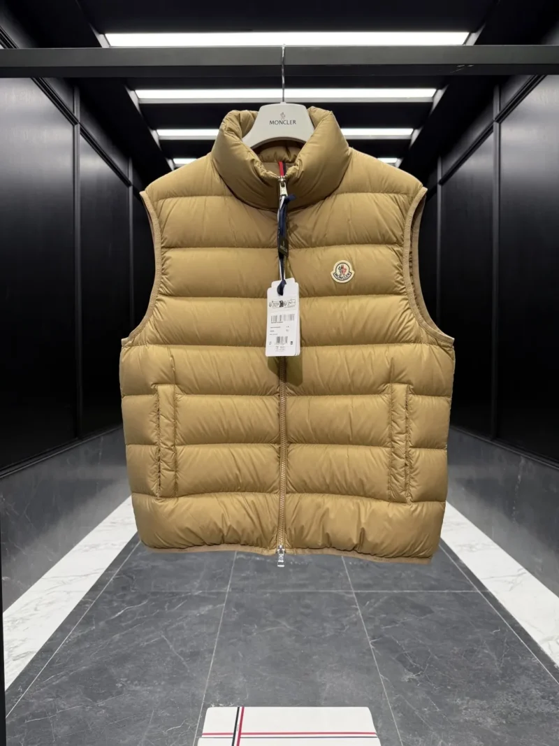 Replica Moncler Contrin Mens Vest Beige Quilted Reps - RepLuxe