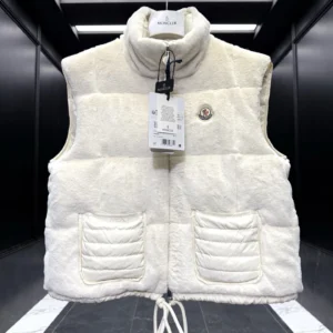 Replica Moncler Arques Womens Vest White Teddy Fleece Reps - RepLuxe