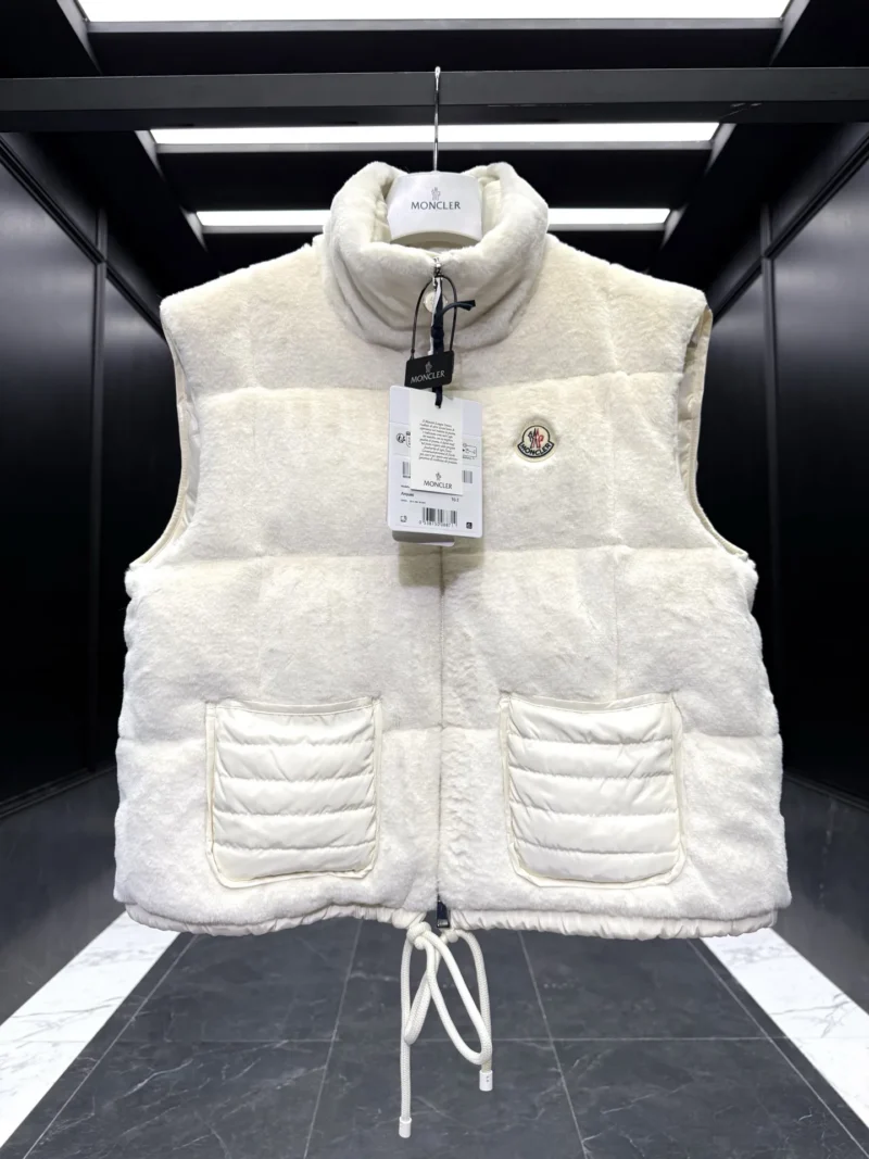Replica Moncler Arques Womens Vest White Teddy Fleece Reps - RepLuxe