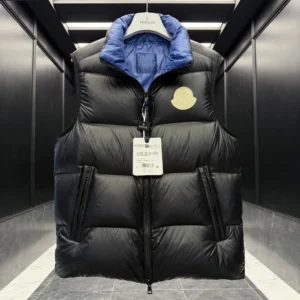 Replica Moncler Sumido Vest Black Stand Collar Reps - RepLuxe