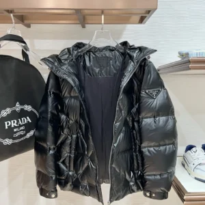 Replica Prada P500 Black Down Jacket Hooded Reps - RepLuxe