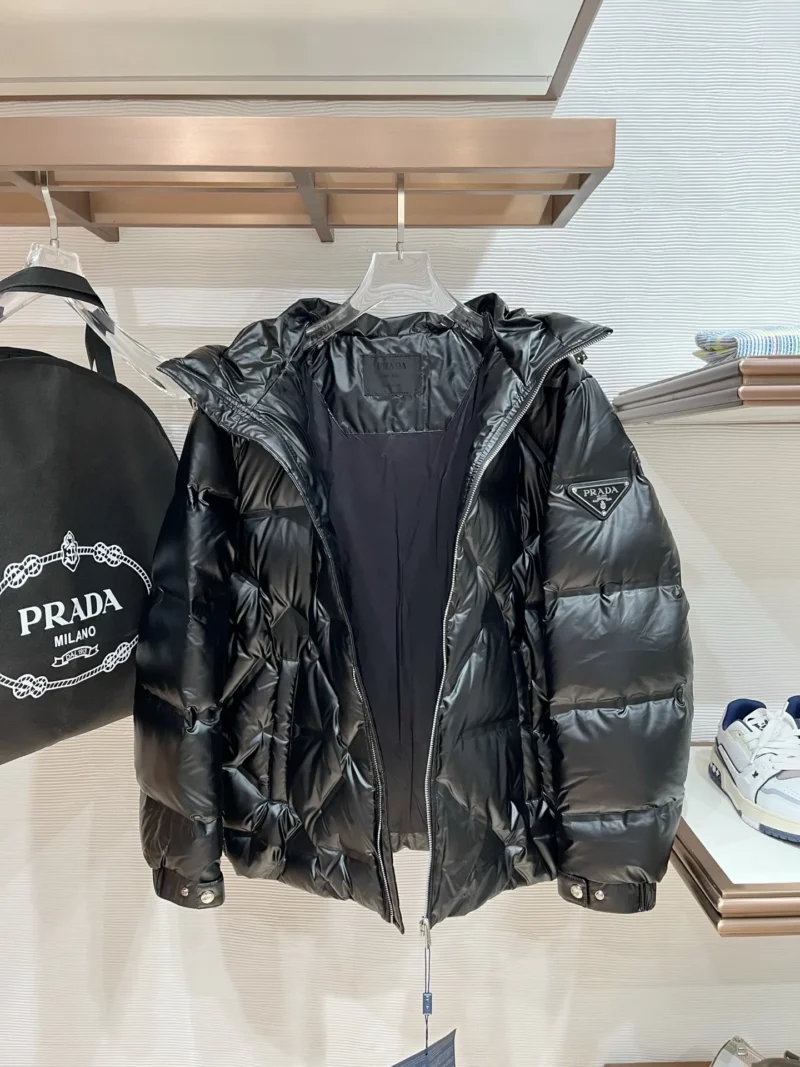 Replica Prada P500 Black Down Jacket Hooded Reps - RepLuxe
