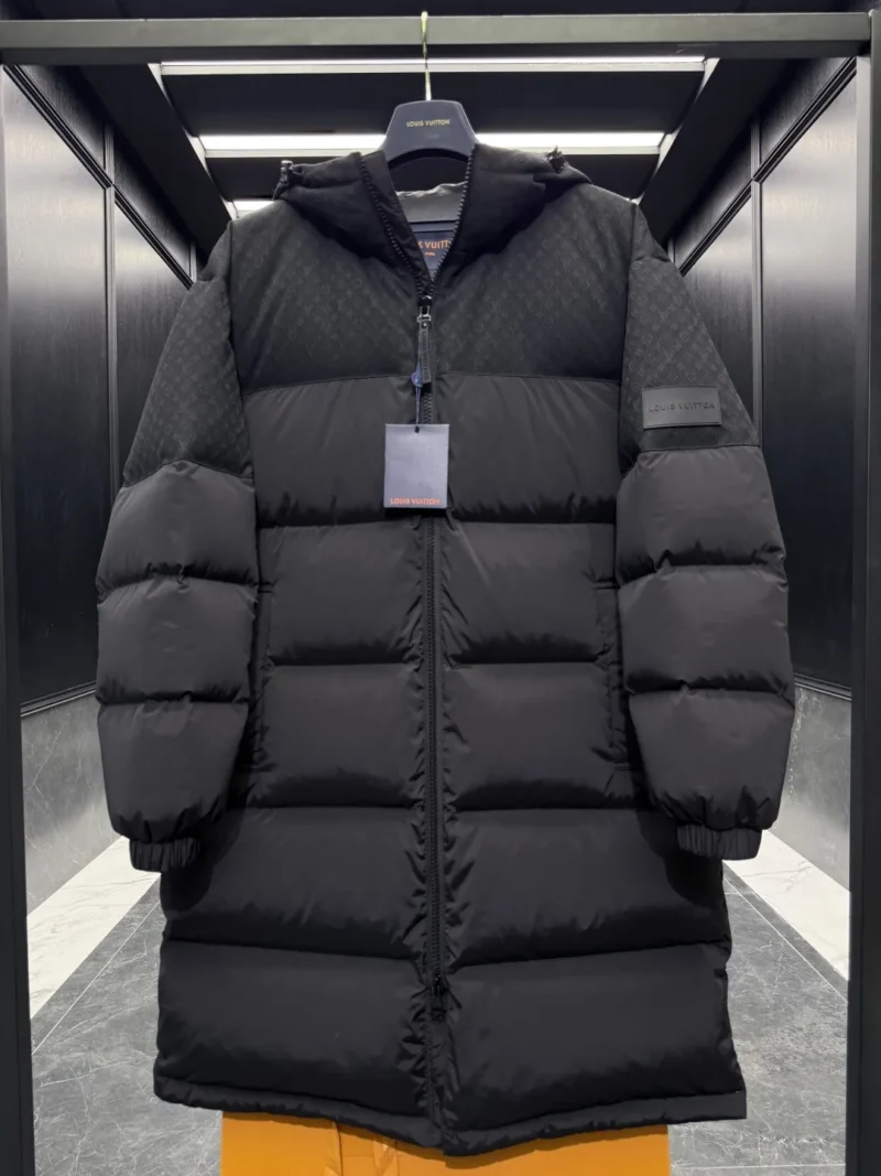 Replica Louis Vuitton Monogram Down Jacket Black Long Reps - RepLuxe