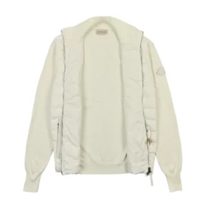 Replica Moncler Knit Down Jacket White Stand Collar Reps - RepLuxe