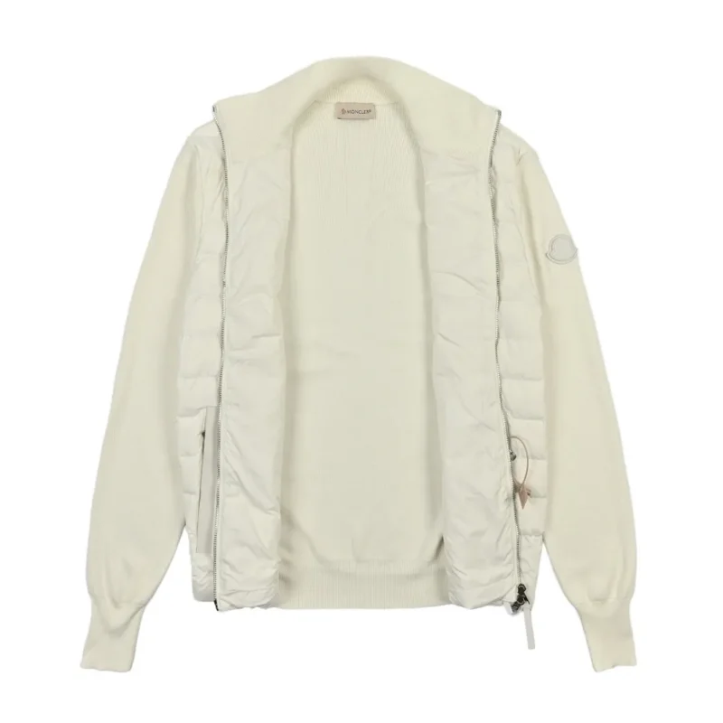 Replica Moncler Knit Down Jacket White Stand Collar Reps - RepLuxe