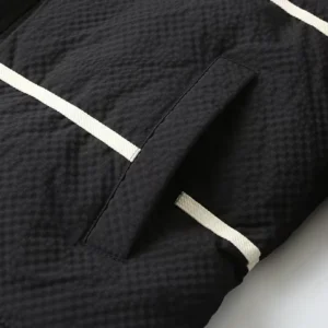 Replica Prada Striped Logo Down Jacket Black Unisex Reps - RepLuxe