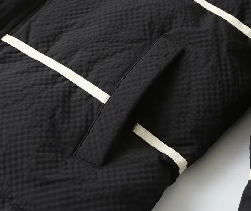 Replica Prada Striped Logo Down Jacket Black Unisex Reps - RepLuxe