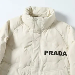 Replica Prada Letter Down Jacket White Unisex Reps - RepLuxe