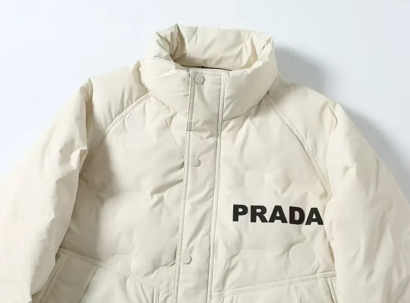 Replica Prada Letter Down Jacket White Unisex Reps - RepLuxe