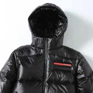 Replica Prada Hooded Down Jacket Black Unisex Reps - RepLuxe