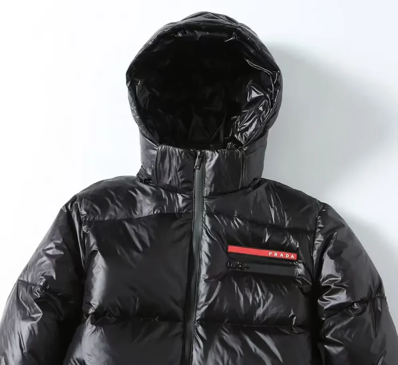Replica Prada Hooded Down Jacket Black Unisex Reps - RepLuxe