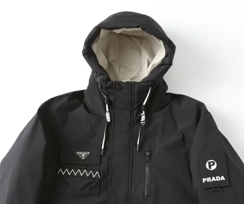 Replica Prada Hooded Down Jacket White Unisex Reps - RepLuxe