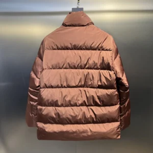 Replica Prada Biker Down Jacket Brown Hooded Reps - RepLuxe
