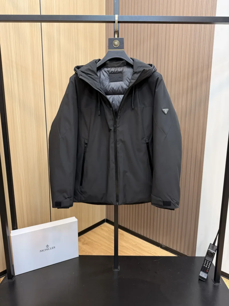 Replica Prada Down Jacket Black Hooded Style Reps - RepLuxe