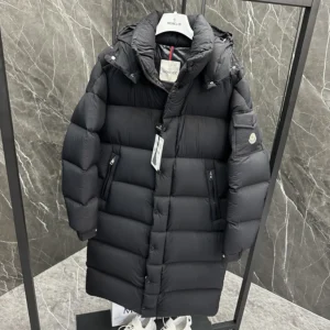 Replica Moncler Hanoverian Long Down Jacket Black Matte Reps - RepLuxe