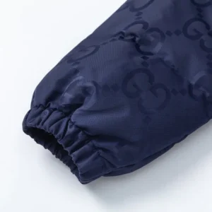 Replica Gucci Monogram Down Jacket Blue Hooded Reps - RepLuxe
