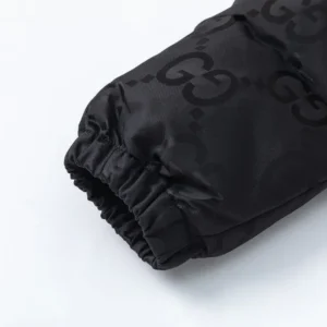 Replica Gucci Monogram Down Jacket Black Snap Button Reps - RepLuxe